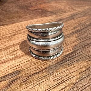 Geo Art 935 Sterling Silver fidget spinner narrow/wide Band Ring Size 6.5/7